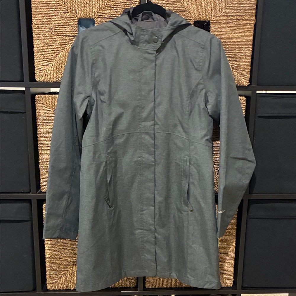 Eddie Bauer Women's Gray Hooded Rain Jacket